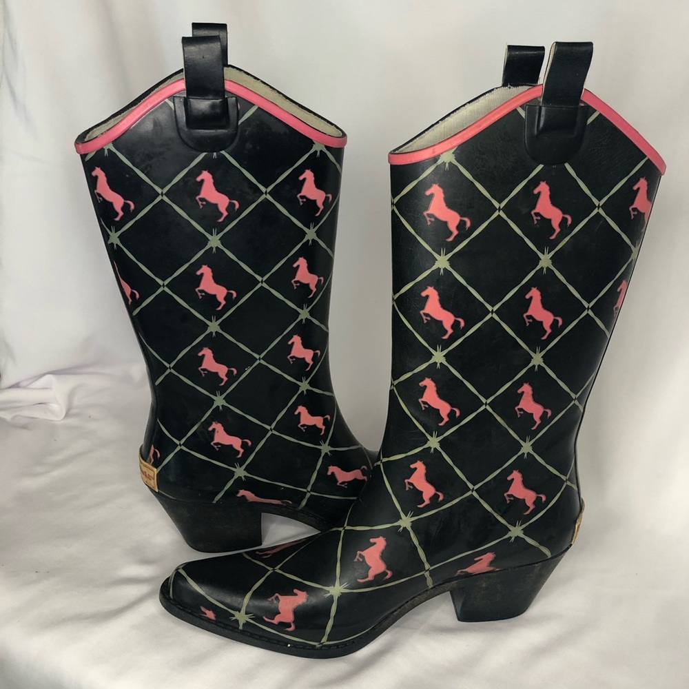 Bit & Bridle Cowgirl Western Rubber Boots size 7